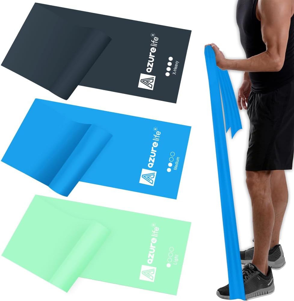 AZURELIFE Resistance Bands, Professional Non-Latex Elastic Stretch Bands for Physical Therapy and Strength Training