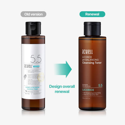 ACWELL Licorice pH Balancing Cleansing Toner 5.1 fl.oz. - PH5.5 Hydrating Makeup Cleansing Astringent - Skin Clearing, Reduce Pigmentation, Acne and Dark Spots