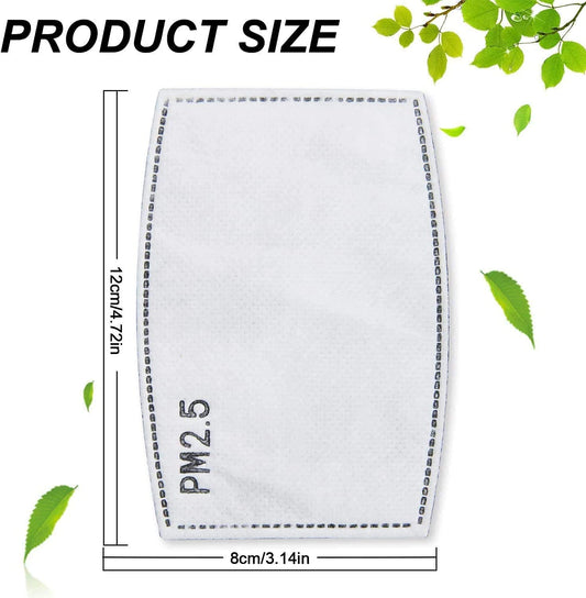 100Pcs PM2.5 Mask Filters 5 Layers Activated Carbon Non-Woven Mask Filters for Outdoor Activities