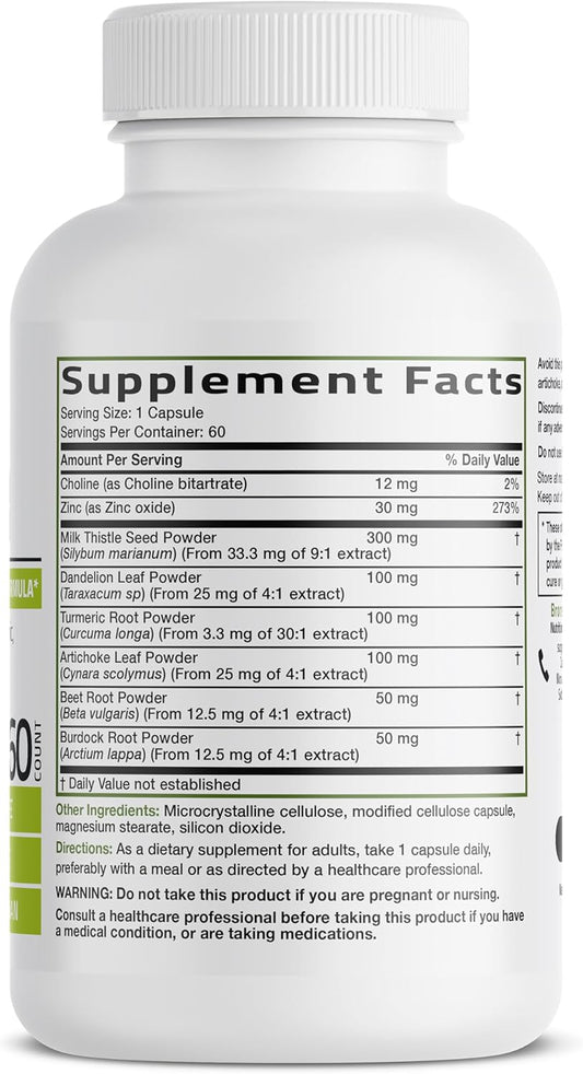Bronson Liver Detox Advanced Detox & Cleansing Formula Supports Health Liver Function with Milk Thistle, Dandelion Extract, Turmeric, Artichoke Leaf & More, Non-GMO, 60 Vegetarian Capsules