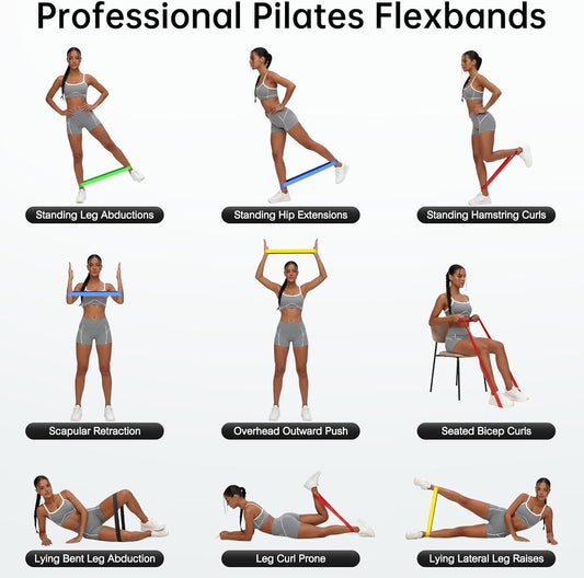 5-Pack Resistance Bands for Strength Training, Stretching, Pilates & Yoga
