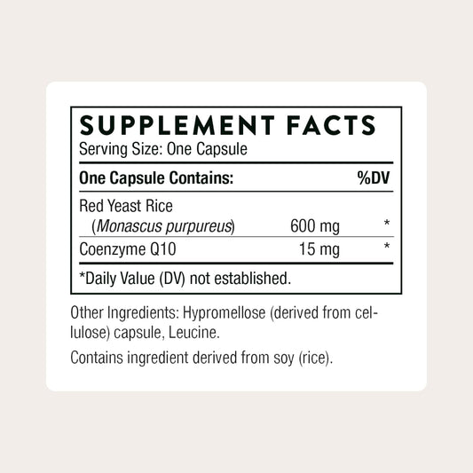 THORNE - Red Yeast Rice + CoQ10 - Supports Healthy Cholesterol Levels Already in a Normal Range & Heart Health - Added Antioxidant Support* - Third-Party Certified - Gluten-Free - 120 Capsules