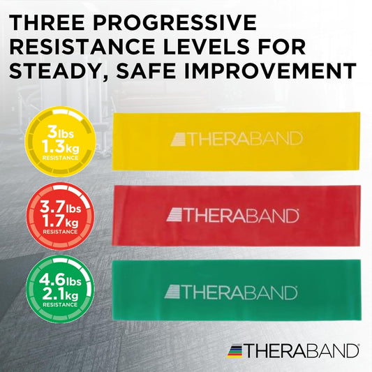 THERABAND Resistance Bands Set, Beginner Kit, Latex Elastic Bands for Exercise