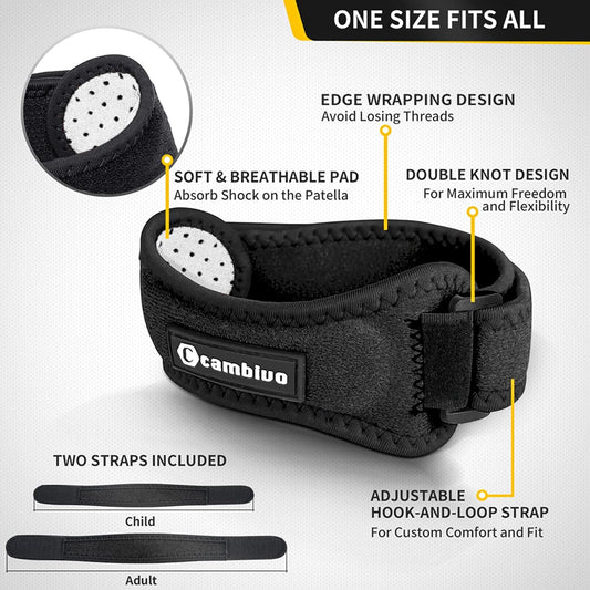 Cambivo Patellar Tendon Knee Straps 2 Pack for Pain Relief and Support