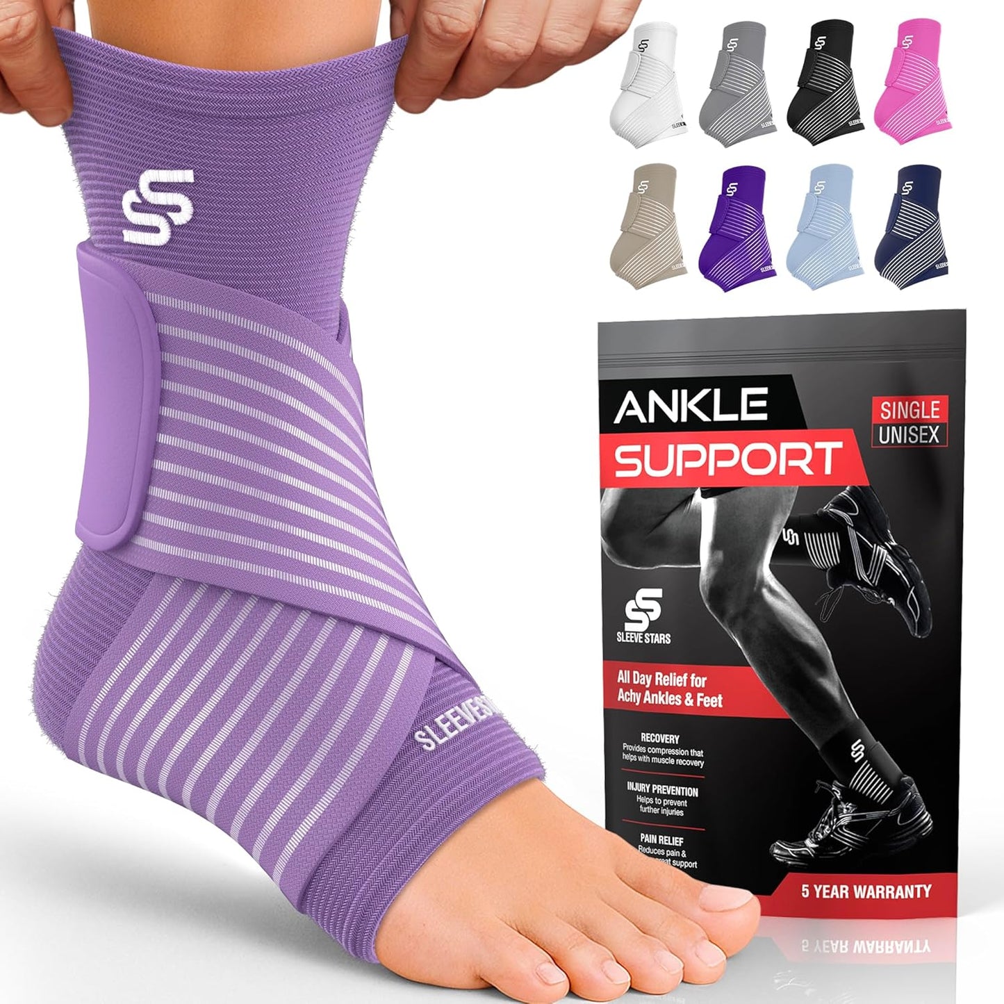 Sleeve Stars Ankle Brace for Women & Men, Compression Sleeve for Plantar Fasciitis Relief