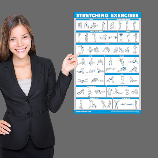 Palace Learning 4 Pack Workout Charts - Dumbbell, Bodyweight, Stretching, Kettlebell Exercises