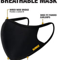 DEWALT Black Face Masks, Adjustable Fit, Breathable Reusable Cooling