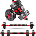 Adjustable Dumbbells Set - 30 LBS Weight Plates, 3-in-1 Barbell, Home Gym Equipment