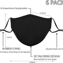 Black Reusable Breathable Cloth Face Mask, Adjustable Washable Face Protection Cover for Men and Women
