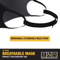 DEWALT Black Face Masks, Adjustable Fit, Breathable Reusable Cooling