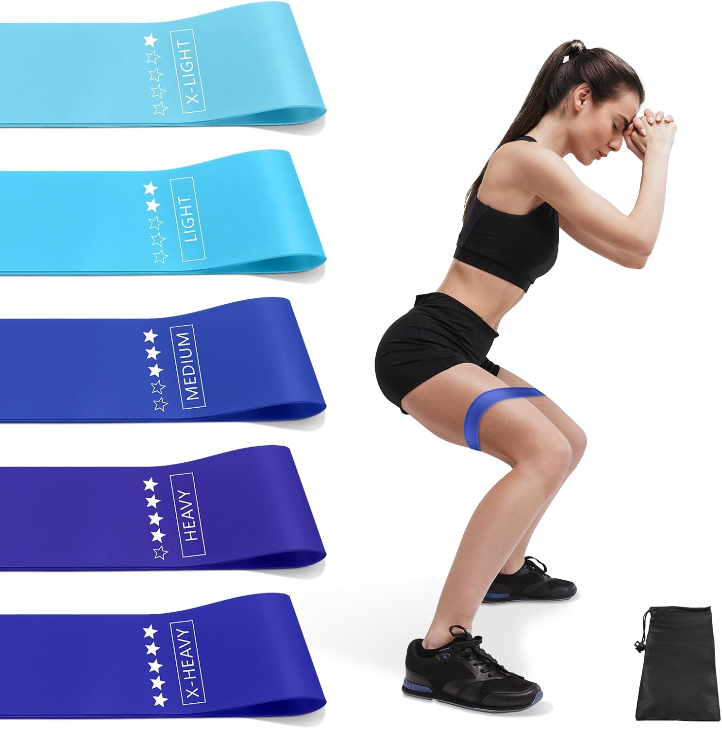 Resistance Bands Set with 5 Levels, Multi-Colored for Fitness