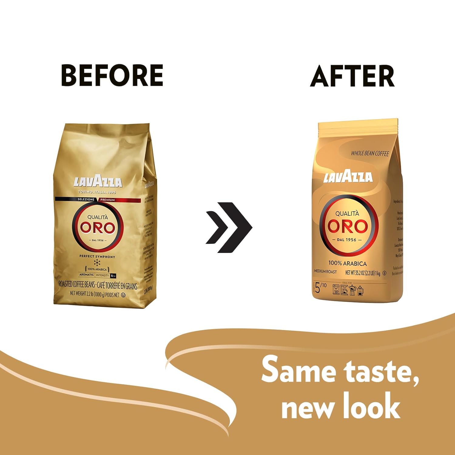 Lavazza QualitÃ Oro Whole Bean Blend, Medium Roast, 2.2 Pound (Pack of 1) ,100% Arabica, Central America & African highland origins, Fruity & Aromatic