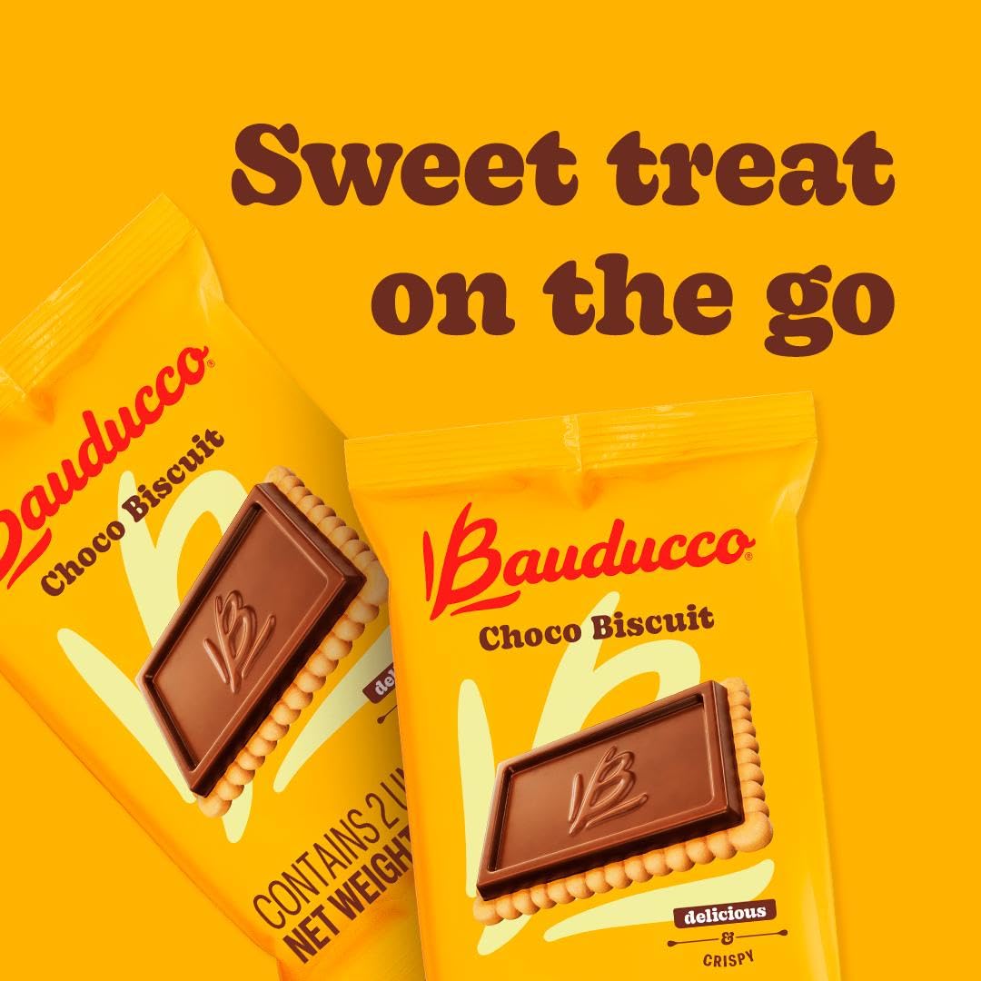 Bauducco Choco Biscuit Cookies – Crispy Chocolate-Covered Biscuits, Individually Wrapped for Snacking, Dessert, and Lunch Boxes, 25.3 oz (Pack of 40)
