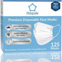 Litepak 125-Pack Premium Disposable Face Masks with Comfort Earloops Blue