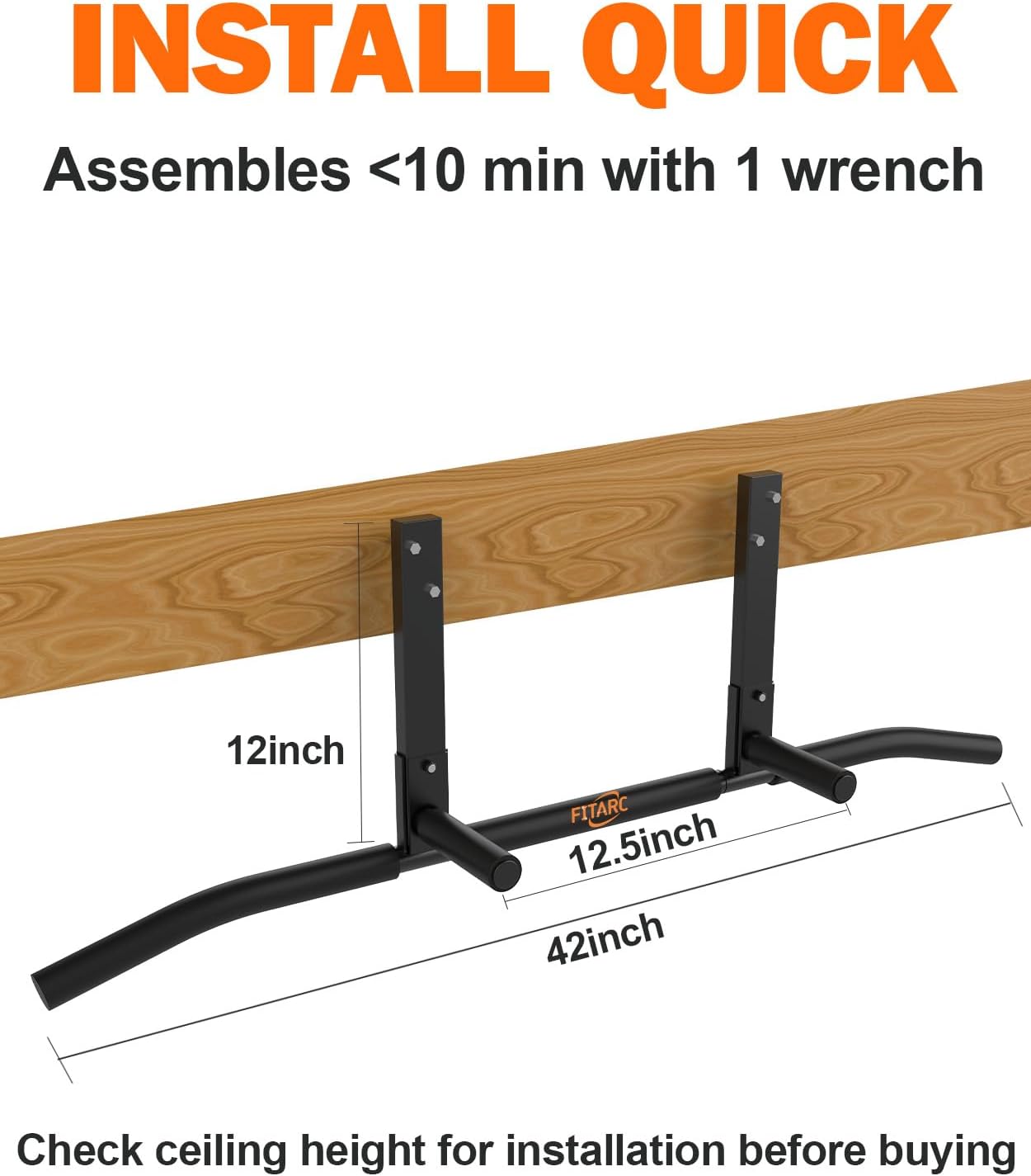 Fitarc Joist Mount Pull Up Bar Heavy Duty Steel Ceiling Chin Up Rack
