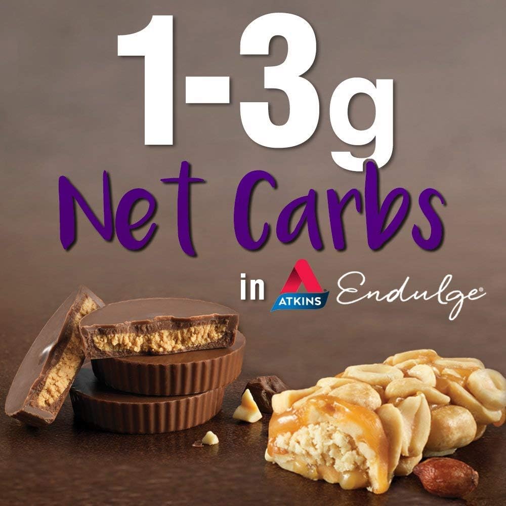 Atkins Endulge Caramel Nut Chew Bar, Low Sugar Snack, Dessert Bar, High Fiber Bar 1g Sugar, 10 Count
