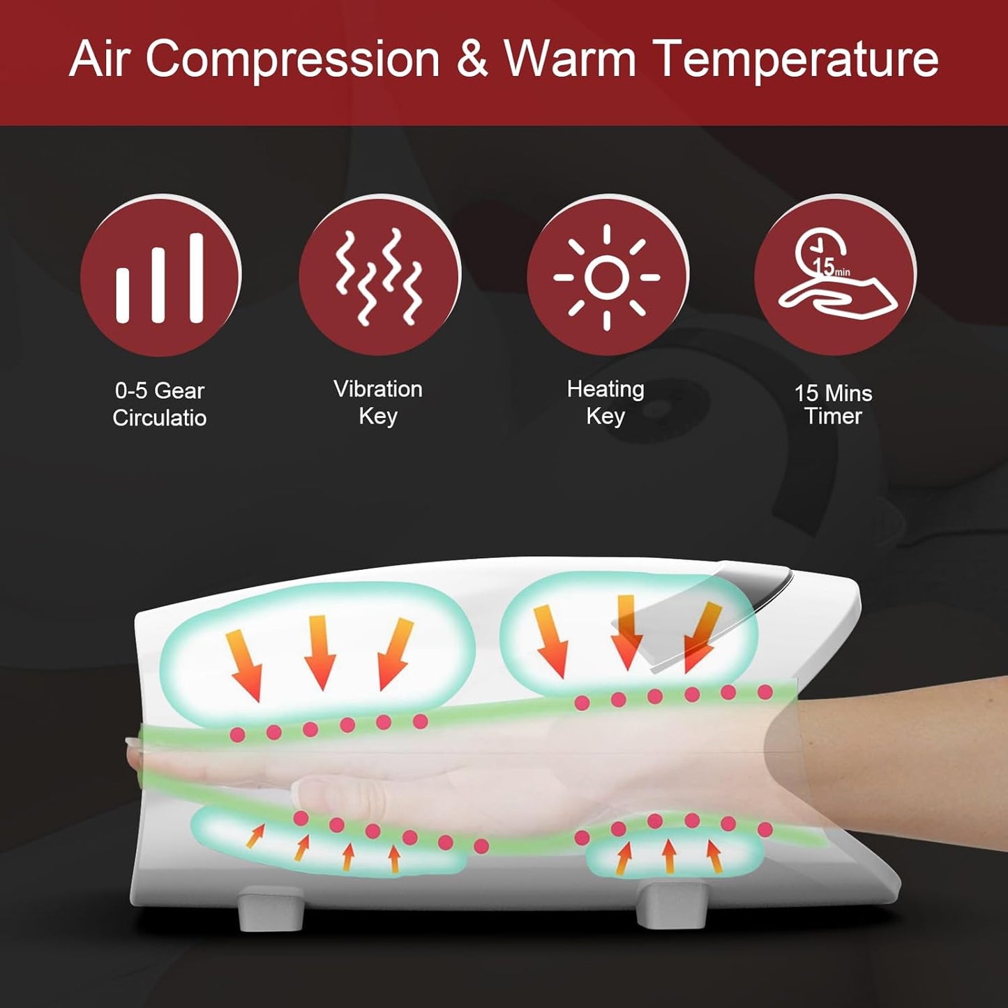 Xllent Hand Massager with Compression and Heating for Arthritis Relief