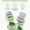 PURA VIDA MORINGA Organic Moringa Capsules, Pure Moringa Leaf Powder Single Origin for Energy, Metabolism & Immune Support, 120ct, 500mg Caps