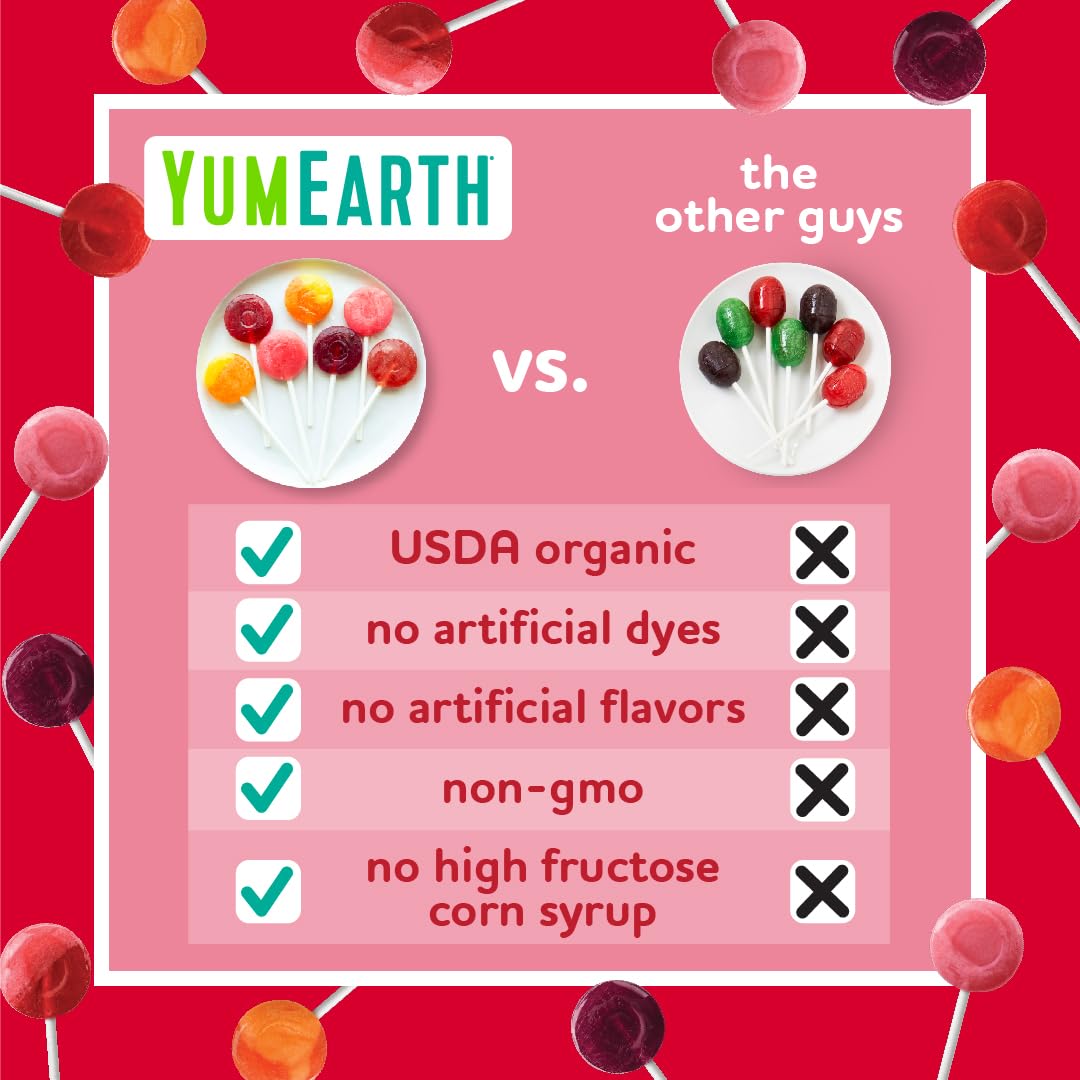 YumEarth Organic Pops Variety Pack, 40 Fruit Flavored Favorites Lollipops, Allergy Friendly, Gluten Free, Non-GMO, Vegan, No Artificial Flavors or Dyes