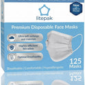 Litepak 125-Pack Premium Disposable Face Masks with Comfort Earloops Blue