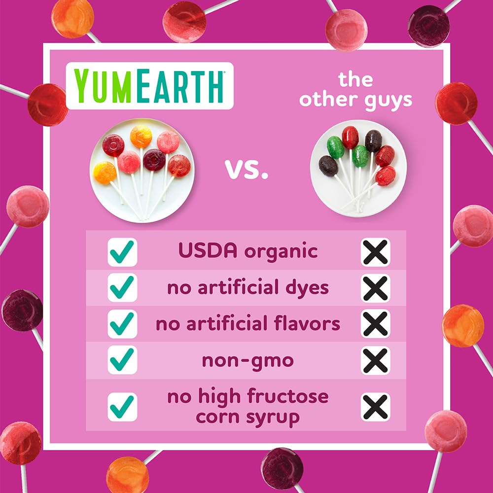 YumEarth Organic Vitamin C Pops Variety Pack, 60 Fruit Flavored Favorites Lollipops, Allergy Friendly, Gluten Free, Non-GMO, Vegan, No Artificial Dyes