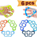Hand Grip Strengthener, Finger Exerciser, 6-Pc Set, Silicone