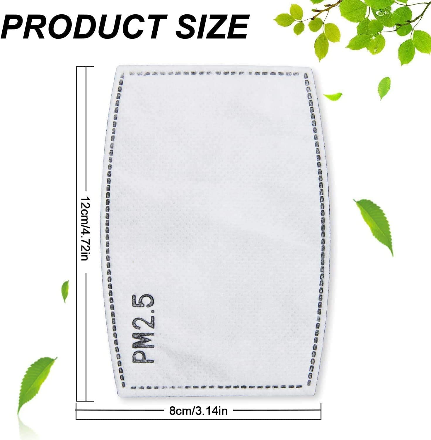 100Pcs PM2.5 Mask Filters 5 Layers Activated Carbon Non-Woven Mask Filters for Outdoor Activities