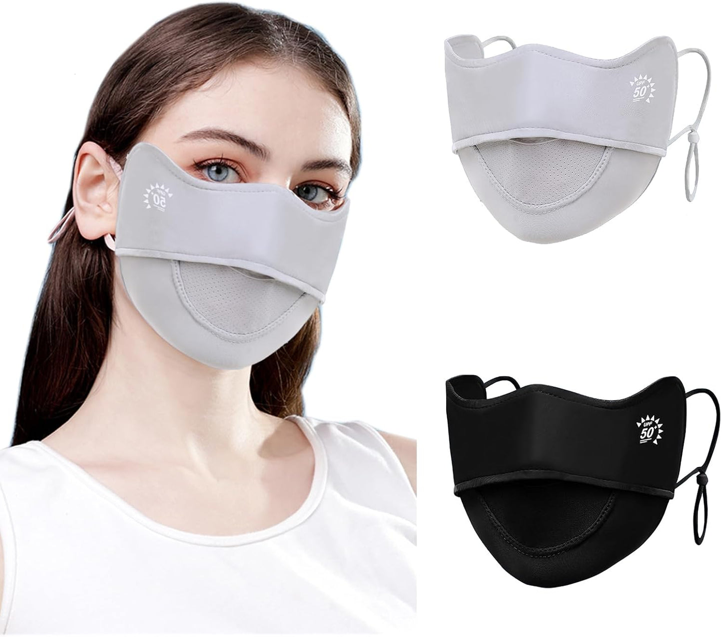 2Pcs UV Face Mask, Sun Masks for Women, Cooling Breathable Face Cover