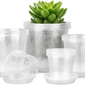 4/5/6/7 Inch Clear Nursery Pots for Plants with Sacuers 20 Pack, Plastic Flower Pots with Drainage Holes, Variety Pack Seedlings Garden Pot for Indoor Outdoor (4+5+6+7 inch)