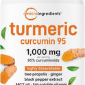Micro Ingredients Pure Turmeric Curcumin Supplement 1,000mg – 95% Curcuminoids with Black Pepper & Ginger – High Absorption for Joint & Antioxidant Support* – Filler Free, 120 Veggie Capsules