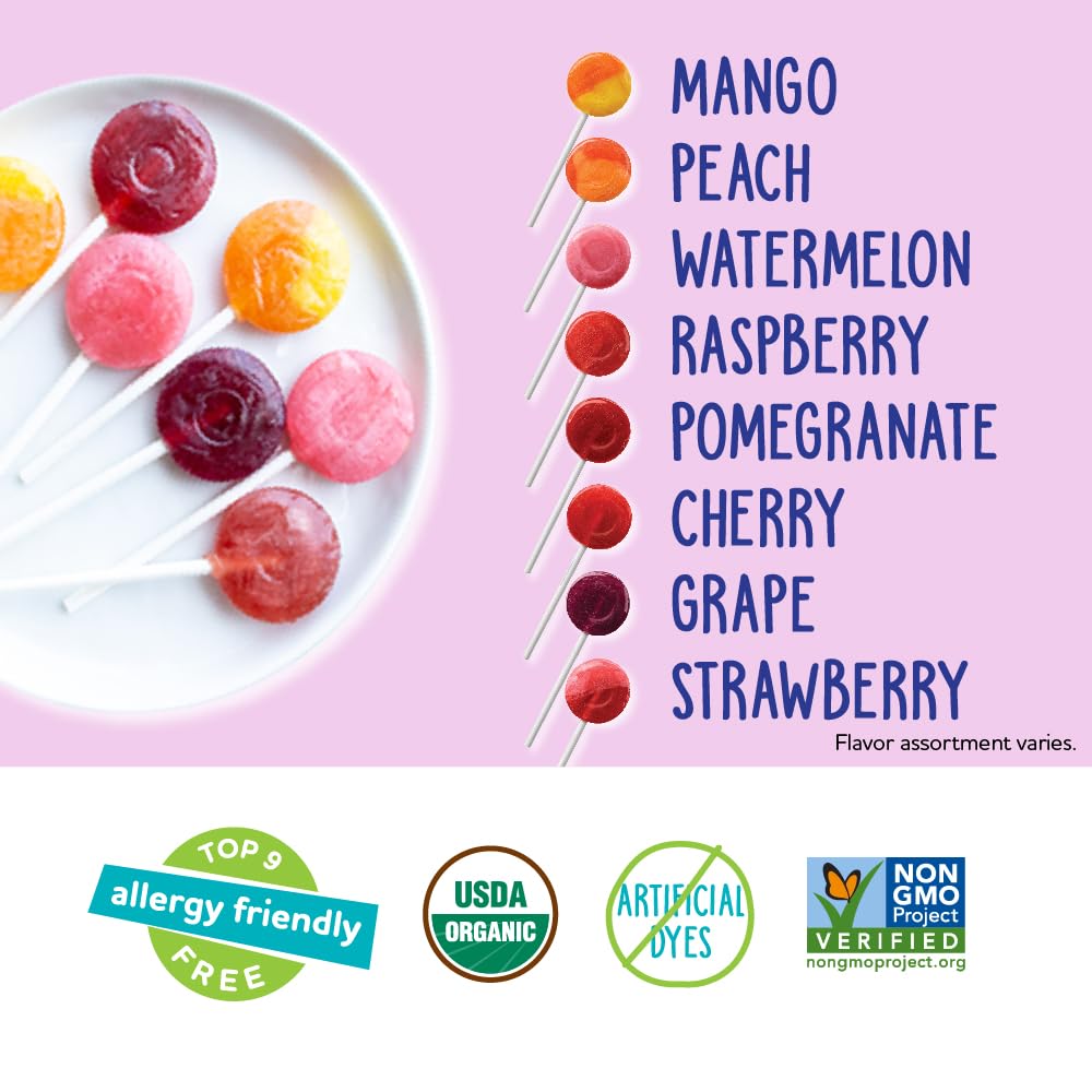 YumEarth Organic Vitamin C Pops Variety Pack, 60 Fruit Flavored Favorites Lollipops, Allergy Friendly, Gluten Free, Non-GMO, Vegan, No Artificial Dyes