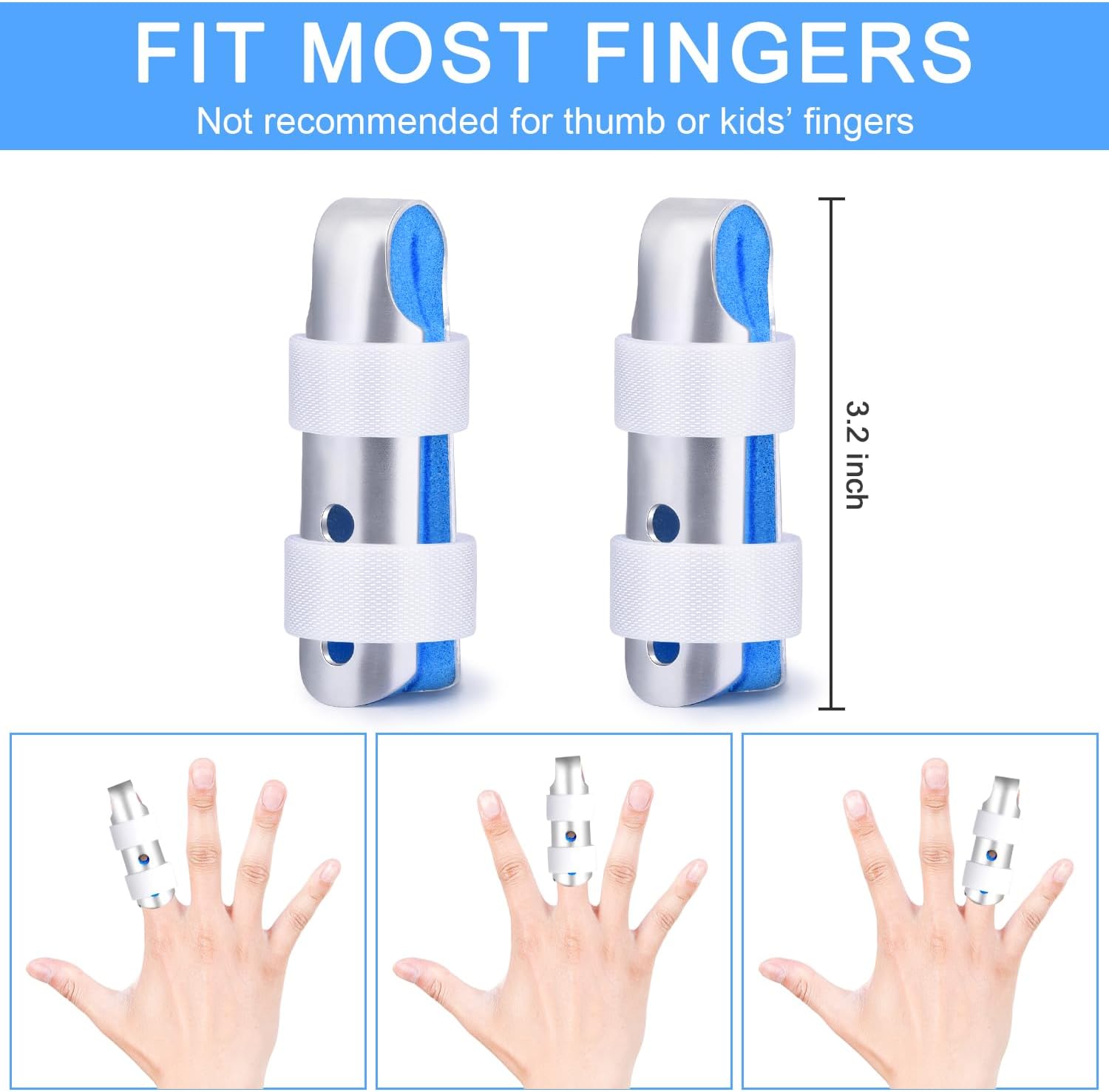 Sopito Finger Splint, 2pcs Finger Support Brace for Arthritis Middle Size
