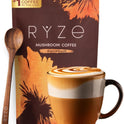 RYZE SUPERFOODS Mushroom Medium Roast Coffee USDA Organic with 6 Adaptogenic Mushrooms, USA Grown Instant Coffee for Better Energy, Focus Digestion Immunity with Lions Mane & Turkey Tail 30 Servings
