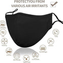 Black Reusable Breathable Cloth Face Mask, Adjustable Washable Face Protection Cover for Men and Women
