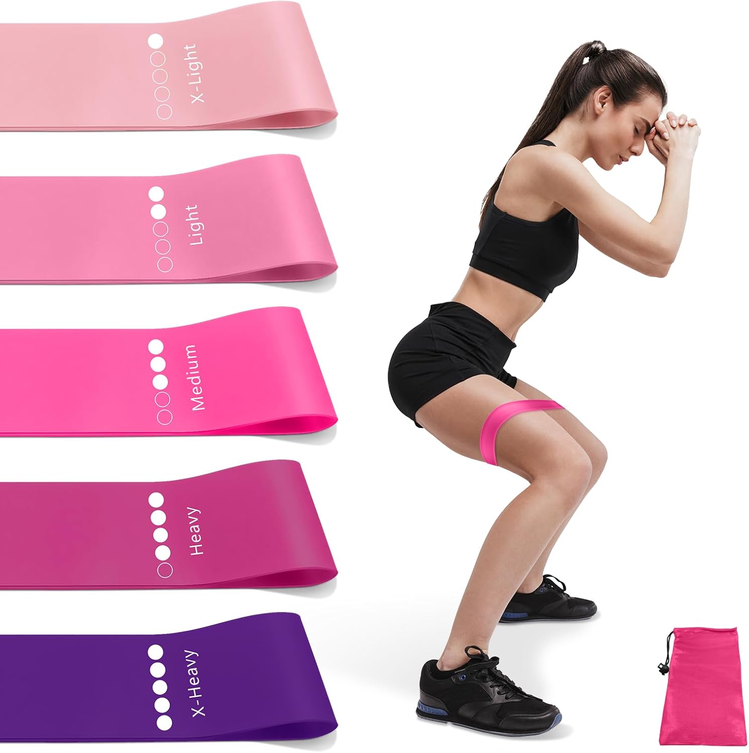 Resistance Bands Set with 5 Levels, Multi-Colored for Fitness