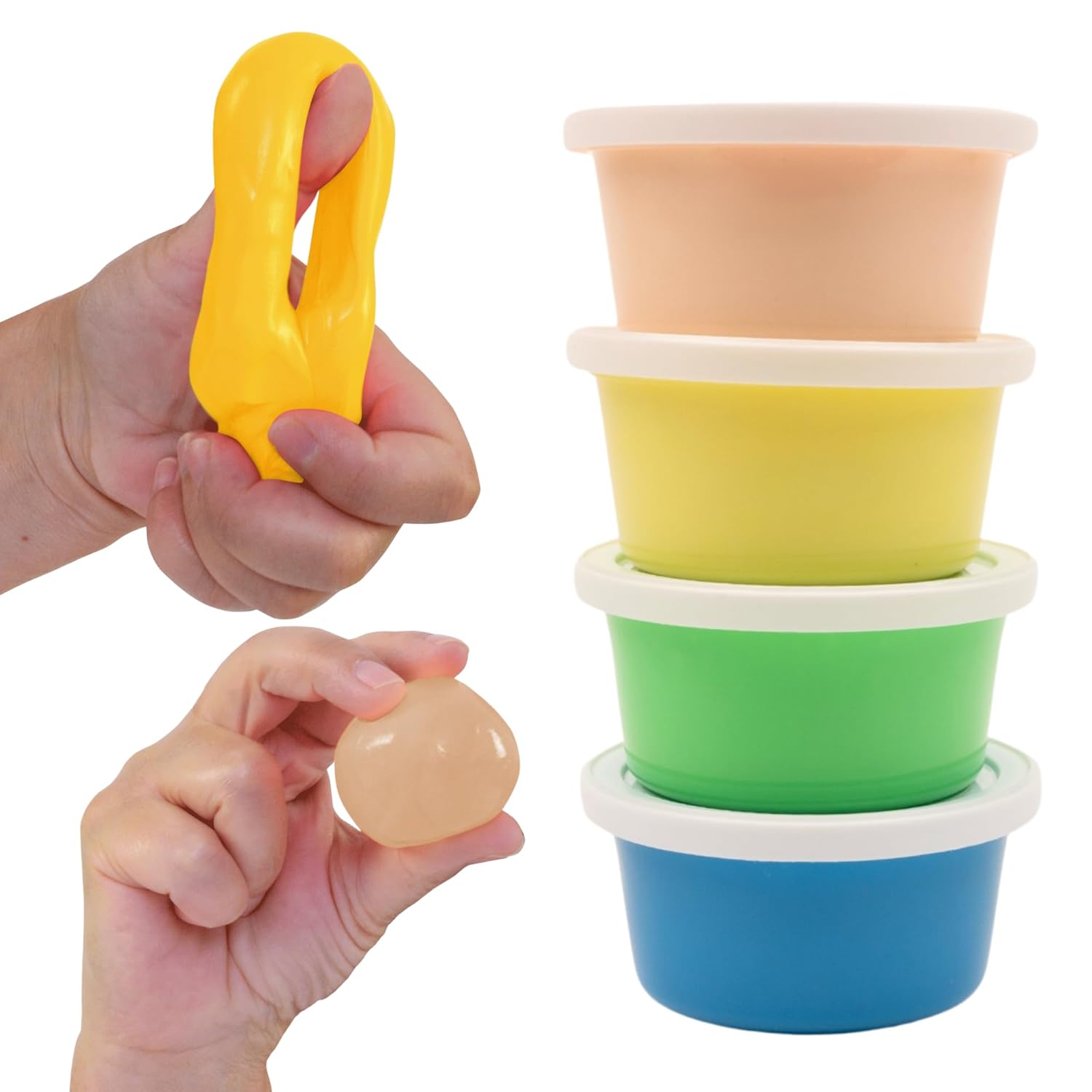 LIFE WORKS Therapy Putty Set for Adults and Teens, 4 Resistance Levels, Non-Toxic Silicone