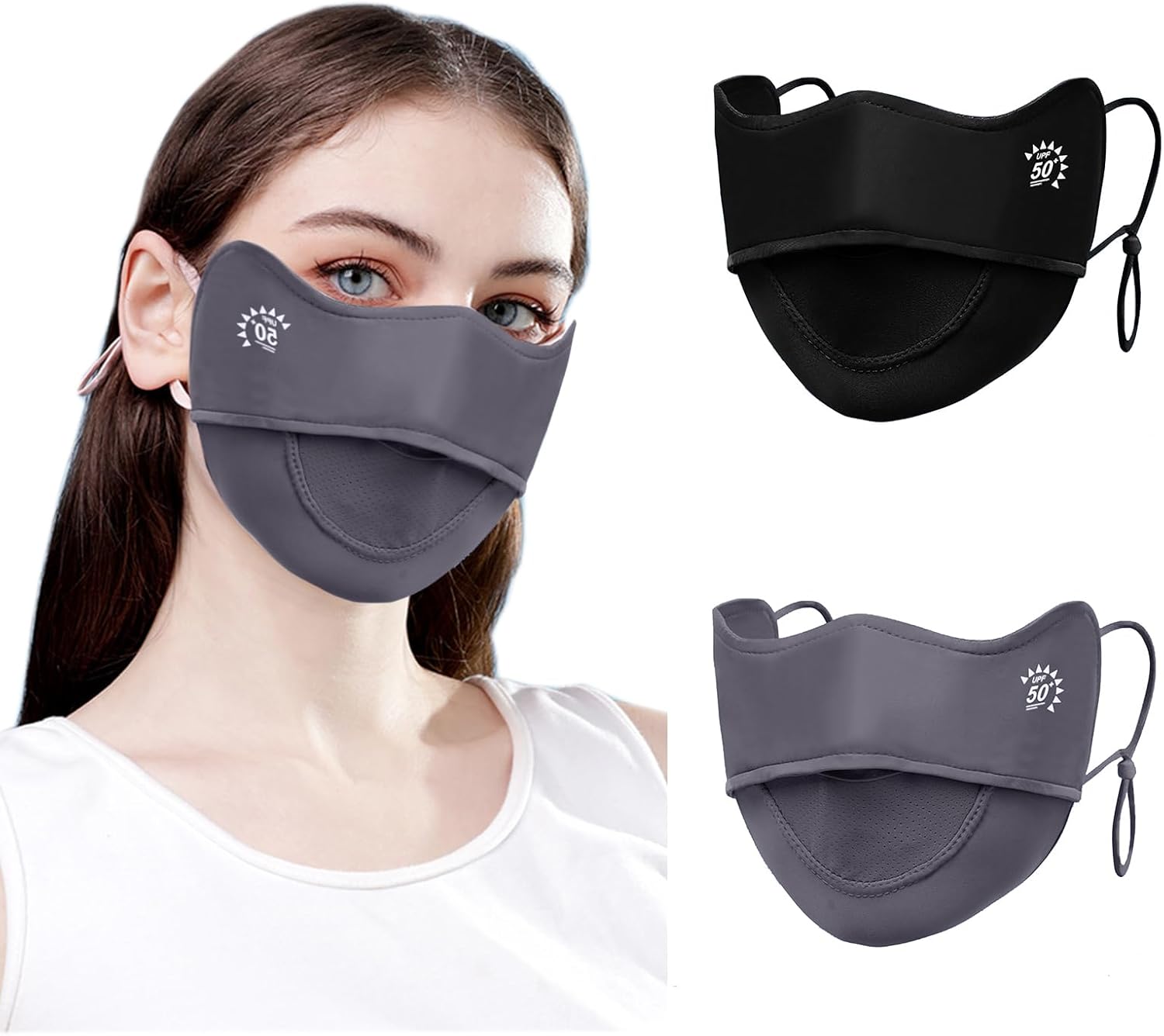 2Pcs UV Face Mask, Sun Masks for Women, Cooling Breathable Face Cover