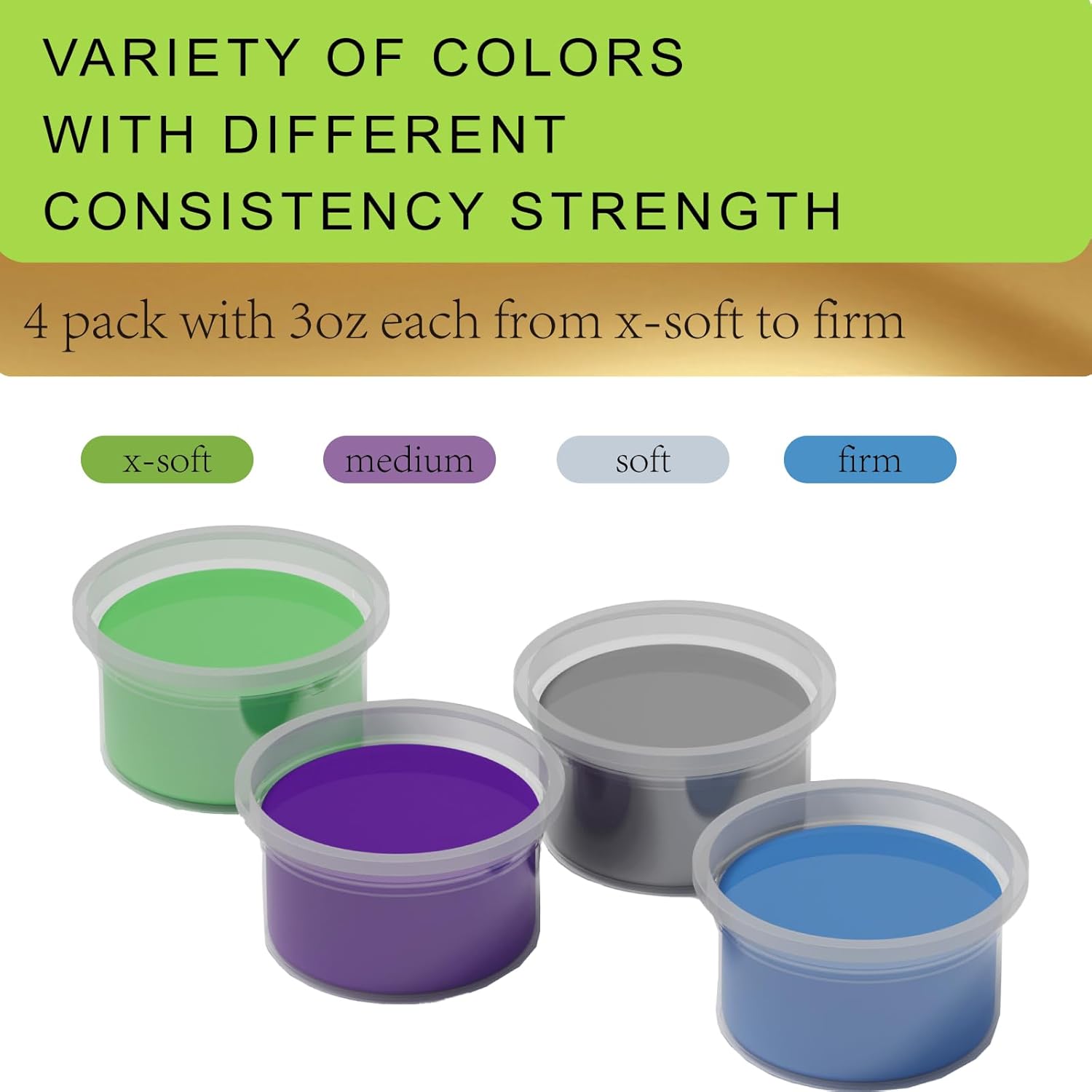 Theramandu Therapy Putty Kit 4 Pack 3oz Each Hand Exercise Stress Relief
