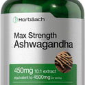Horbäach Ashwagandha Supplement Max Strength 120 Capsules Non-GMO Gluten Free