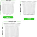 JERIA 30 Pack 6/5/4Inch Clear Nursery Pots with Drainage Holes, Clear Plant Pot for Planting, Transparent Plastic Plant Pots,Durable Seed Starting Pot for Succulents
