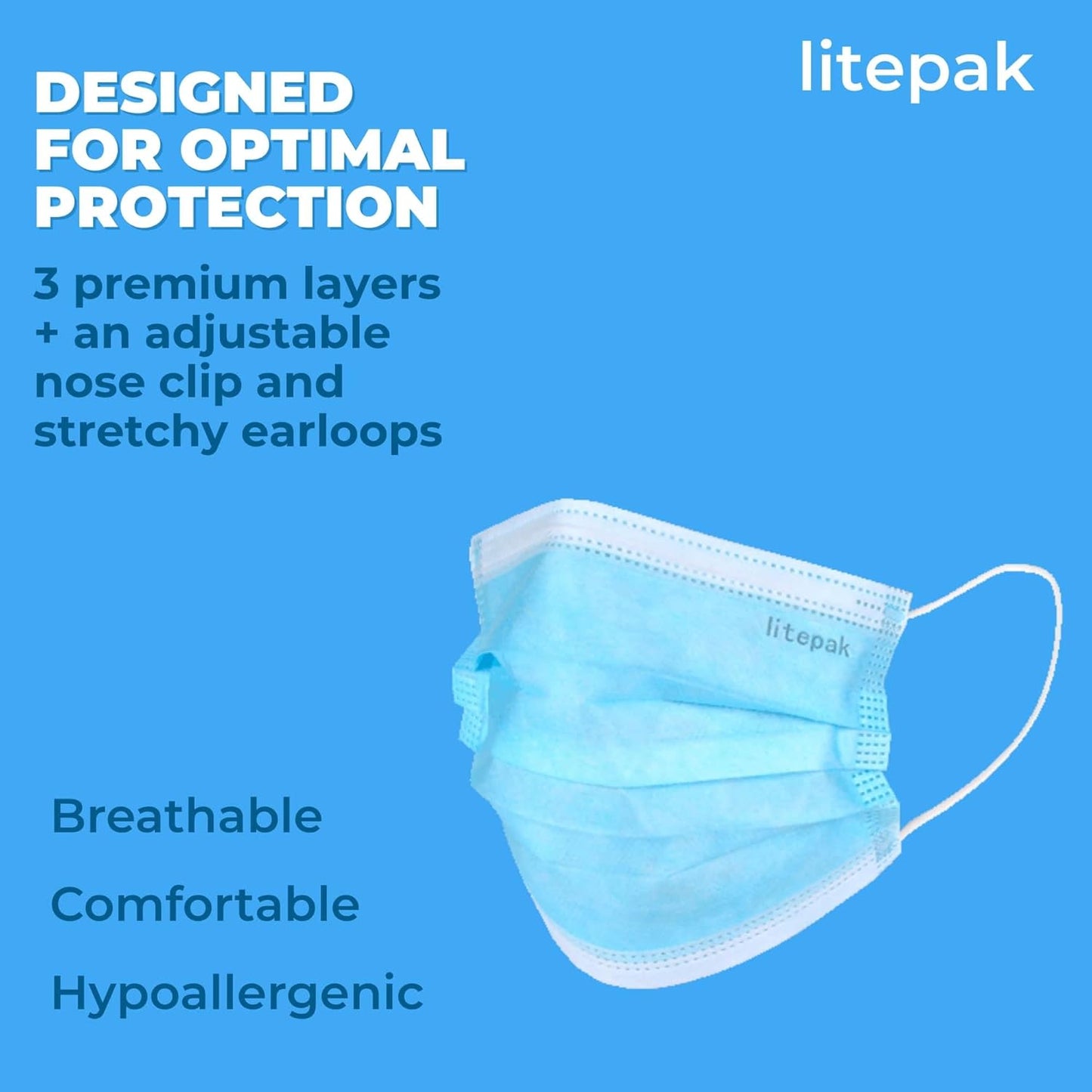 2,000pcs Disposable Face Masks 3 Ply Breathable Blue 40 Packs of 50