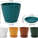 6 inch Plant Pots, 5 Pack Flower Pots Outdoor Indoor, Planters with Drainage Holes and Tray Saucers（Multicolor）