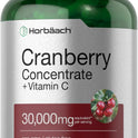 Horbäach Cranberry Concentrate Extract Pills + Vitamin C | 120 Capsules | Supplement for Women and Men | Triple Strength Ultimate Potency Formula | Non-GMO and Gluten Free