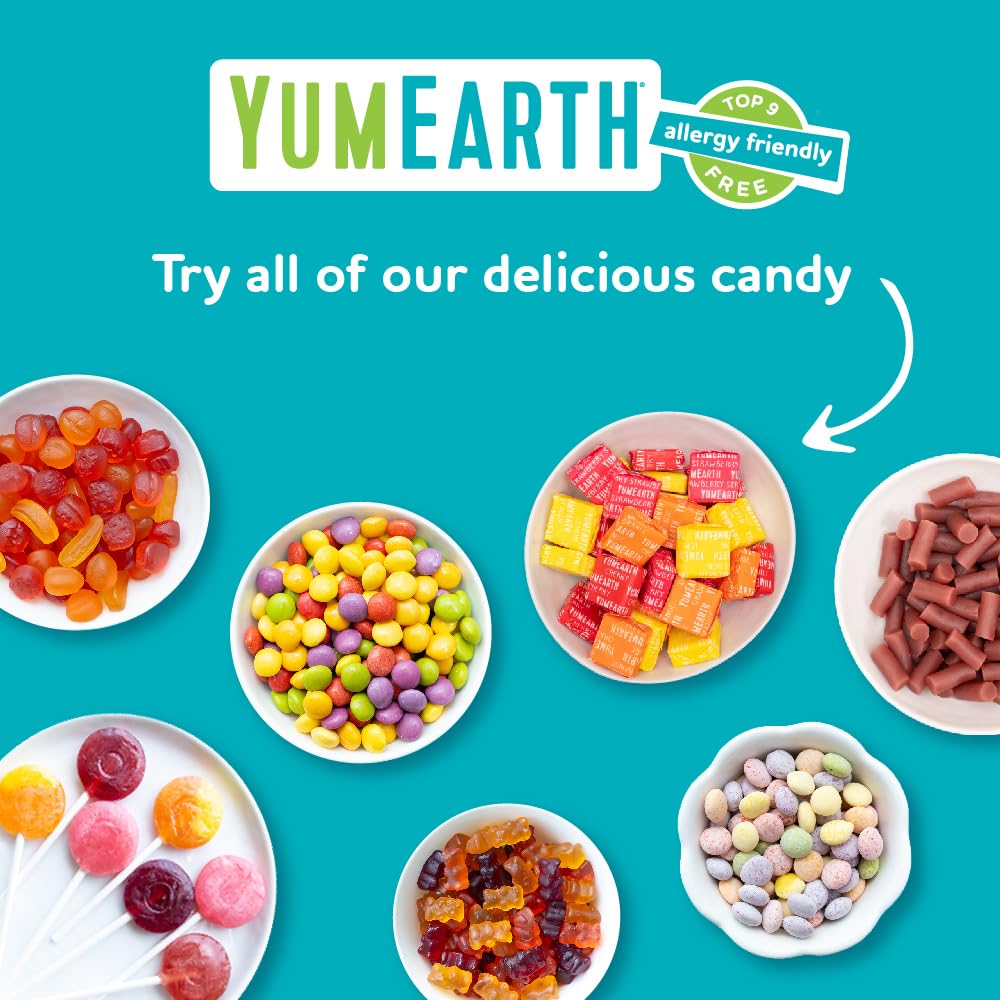 YumEarth Organic Chewys Fruit Flavored Candy Chews - Allergy Friendly, Gluten Free, Non-GMO, Vegan, No Artificial Dyes - Assorted Flavors, 7.5 oz.