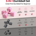 FEIERDUN DB3 Adjustable Dumbbell Set of 2, 5-in-1 Hand Weights for Women and Men