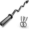 Olympic EZ Curl Barbell Bar - 47" Chrome Curling Bar for Weight Lifting, Squats, Biceps (500lb Capacity)