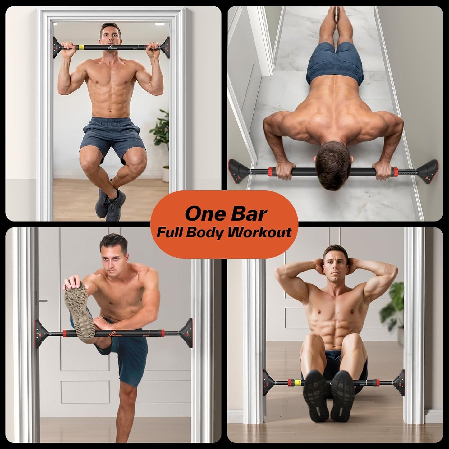 Sportneer Adjustable Doorway Pull-Up Bar, 440 lbs Capacity, No Drilling Required