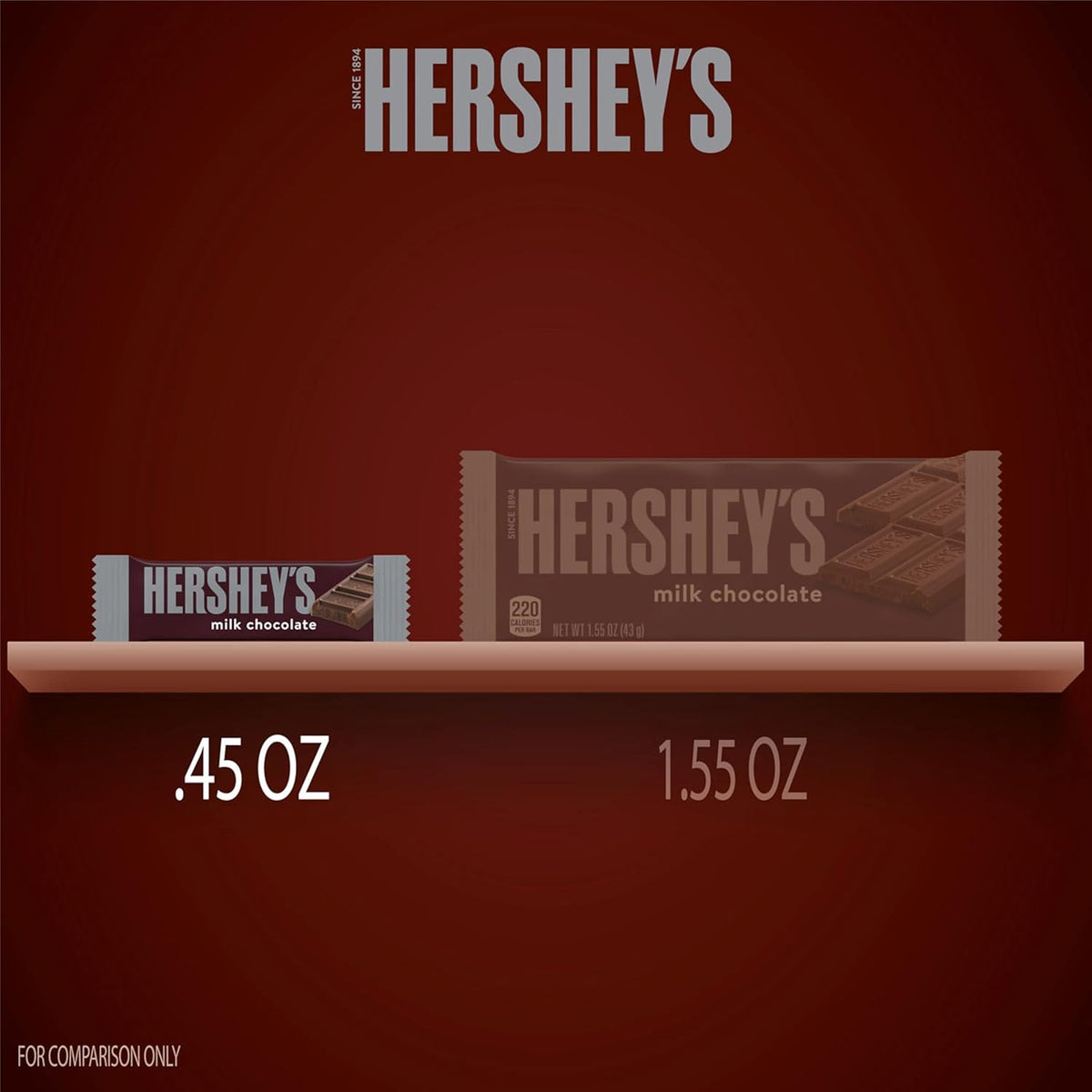 HERSHEY'S Milk Chocolate Snack Size, Candy Bars, 11.25 oz (25 Pieces)