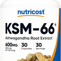 Nutricost KSM-66 Ashwagandha Root Extract 600mg, 60 Veggie Caps - 5% Withanolides - with BioPerine - Full-Spectrum Root Extract