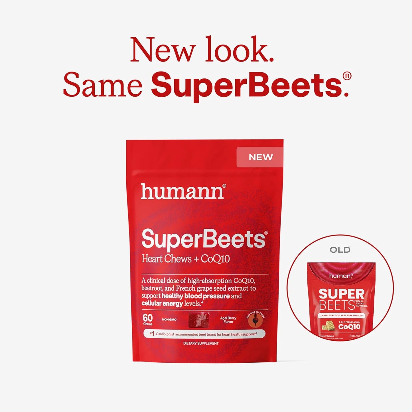 HumanN SuperBeets 3-in-1 Heart Chews with CoQ10 and Beetroot